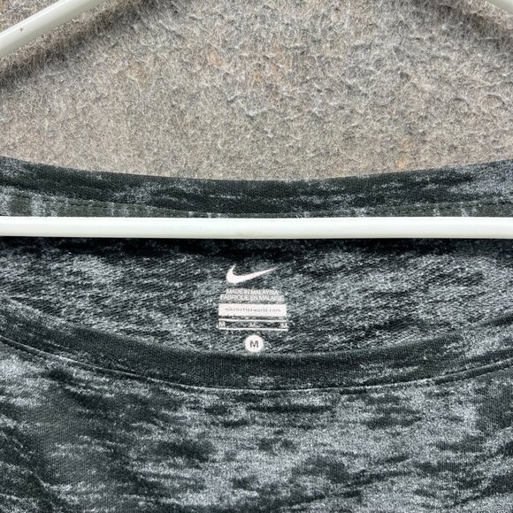 Nike Top Women Medium Black Gray Dri-FIT Long Sleeve Space Dye Athletic Pullover - Picture 5 of 9